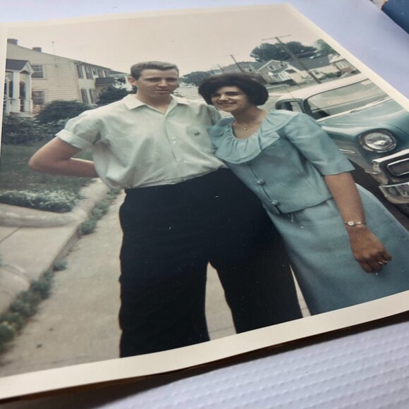 Vintage Kodachrome Photo 1956 Chevy Greaser Boy and Girlfriend - Picture 2 of 6